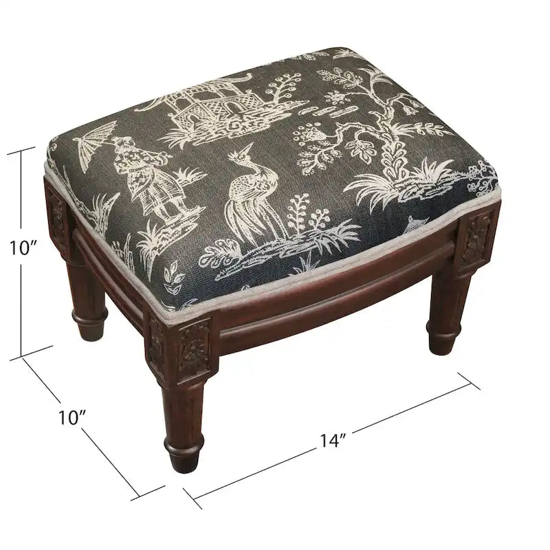 Repose-pieds chinoiserie gris