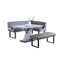 Ensemble de salle à manger 3 pièces Somette Lillian gris brillant avec table, coin-repas et banc