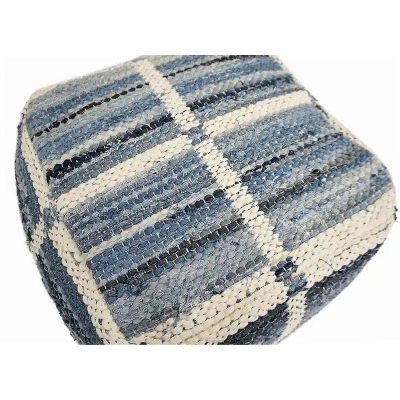 Home&Manor pouf Marinez en laine et coton