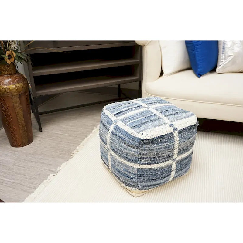 Home&Manor pouf Marinez en laine et coton