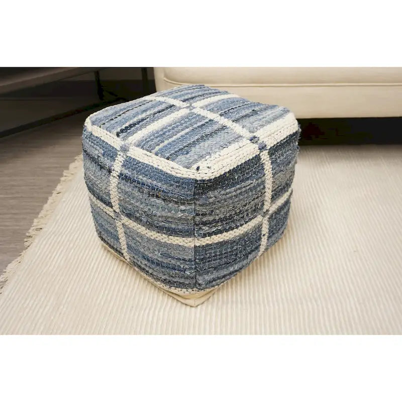 Home&Manor pouf Marinez en laine et coton