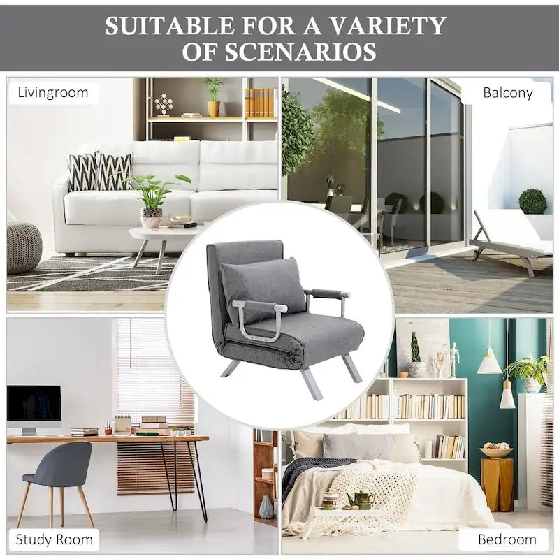 HOMCOM Petit canapé futon avec surface de couchage rabattable confortable pour invités, angles de dossier réglables & design élégant