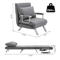 HOMCOM Petit canapé futon avec surface de couchage rabattable confortable pour invités, angles de dossier réglables & design élégant