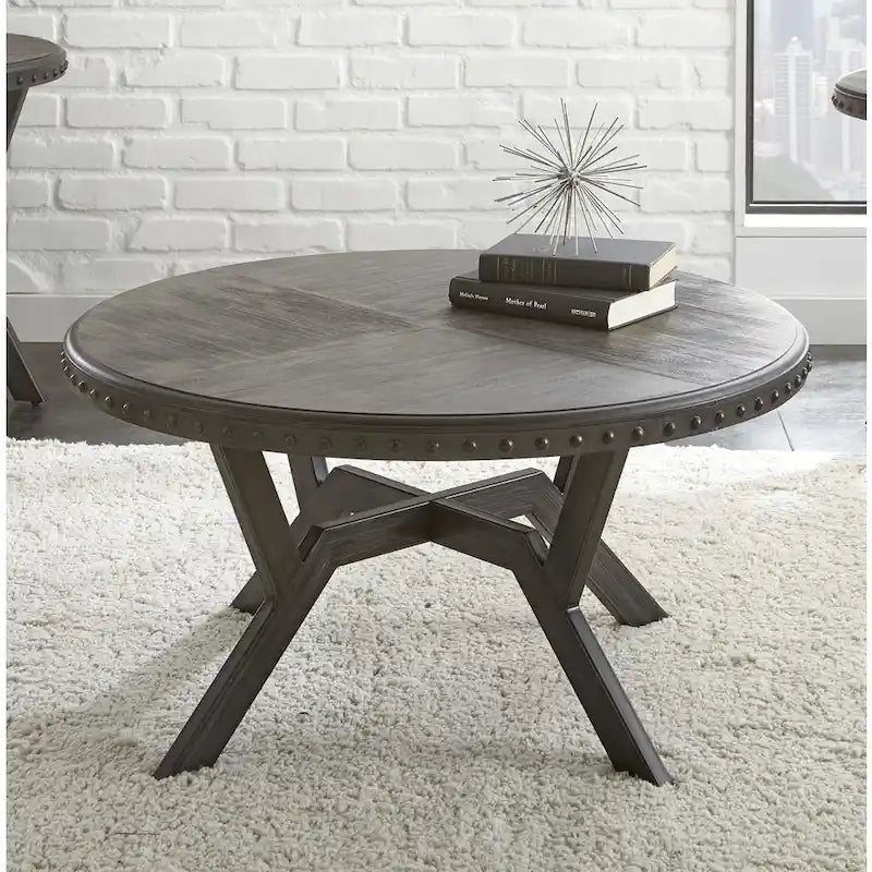 Table basse industrielle en bois gris et métal Avilla Steve Silver