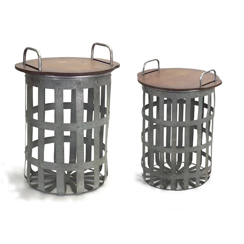 Tables d'appoint en métal et bois (lot de 2)