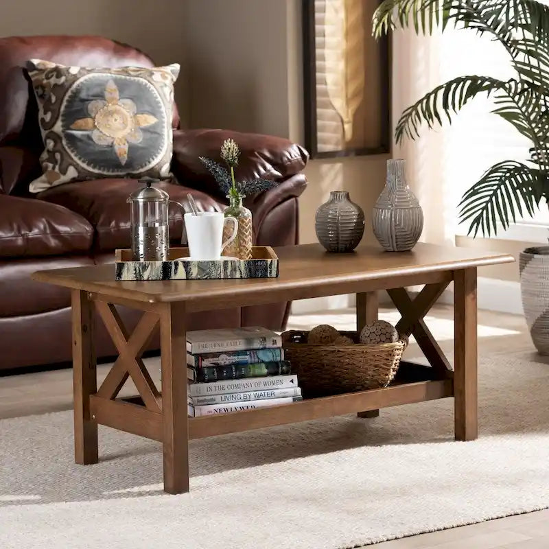 Table basse Copper Grove Ruanbay brun noyer