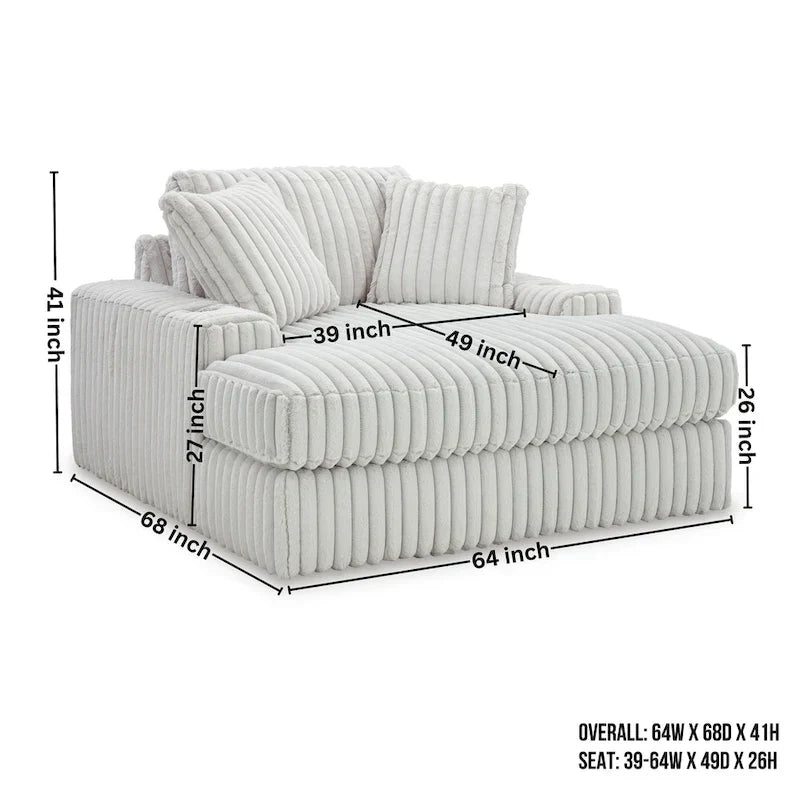 Méridienne Surdimensionnée Roundhill Furniture Azulu, avec Porte-Gobelets et Chargement USB