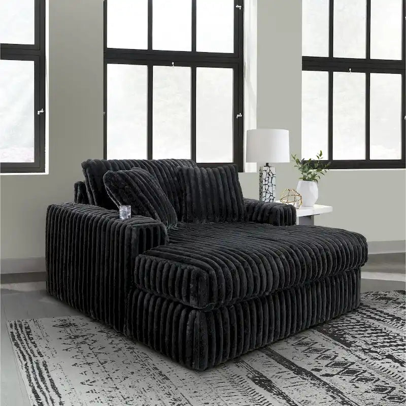 Méridienne Surdimensionnée Roundhill Furniture Azulu, avec Porte-Gobelets et Chargement USB