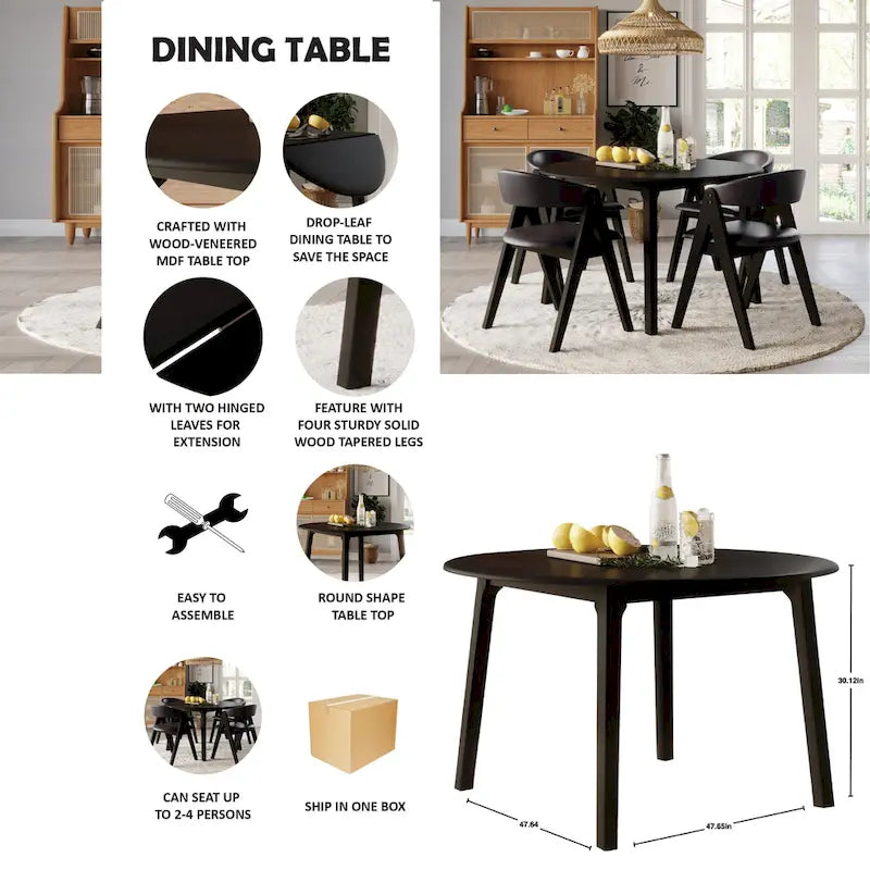 Table à manger à abattant transitionnelle CraftPorch
