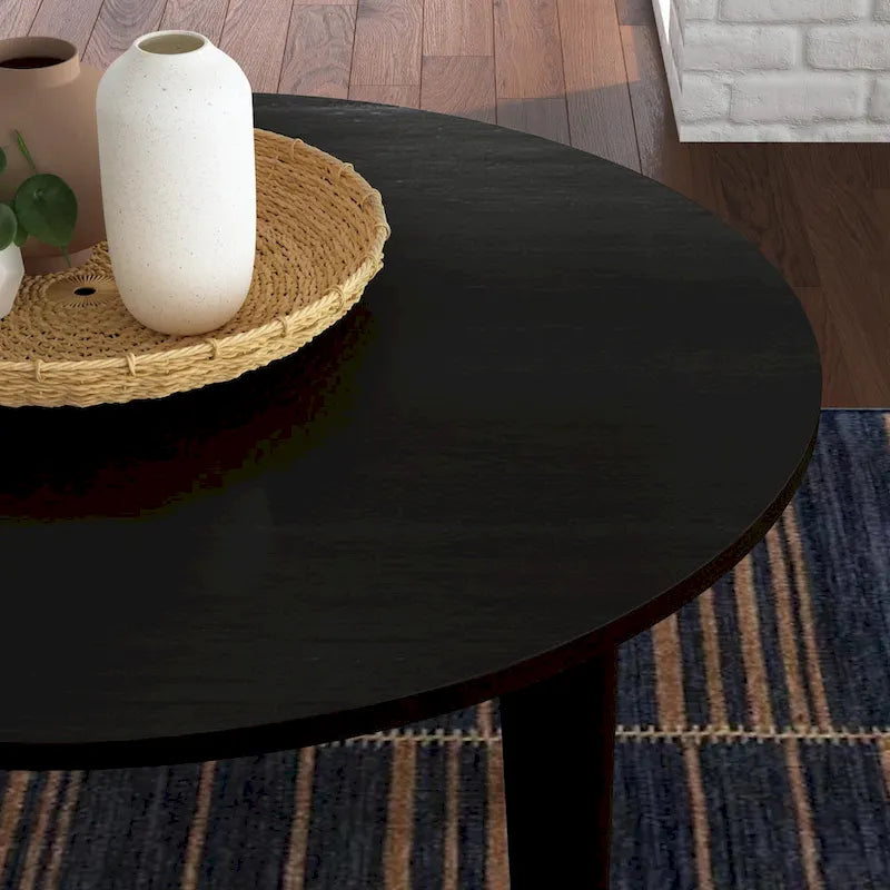 Table à manger ronde en bois noir Brentwood