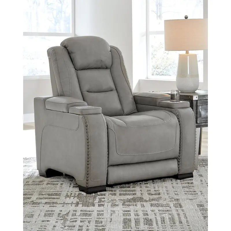 Fauteuil Inclinable Électrique Contemporain The Man-Den avec Appui-Tête Réglable, Gris Tourterelle