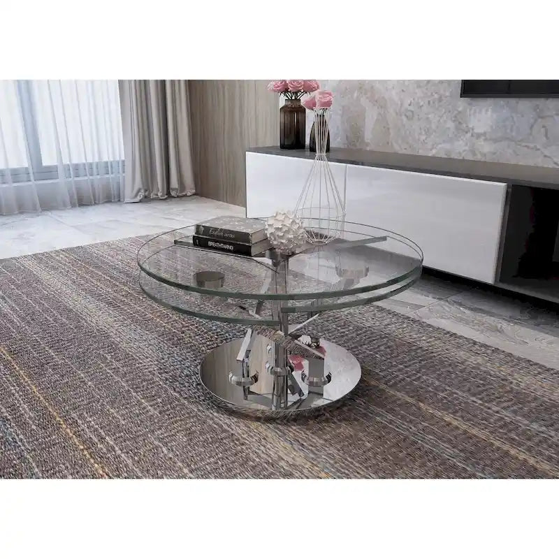 Table basse Somette avec plateau en verre rond de 32 po - Table basse