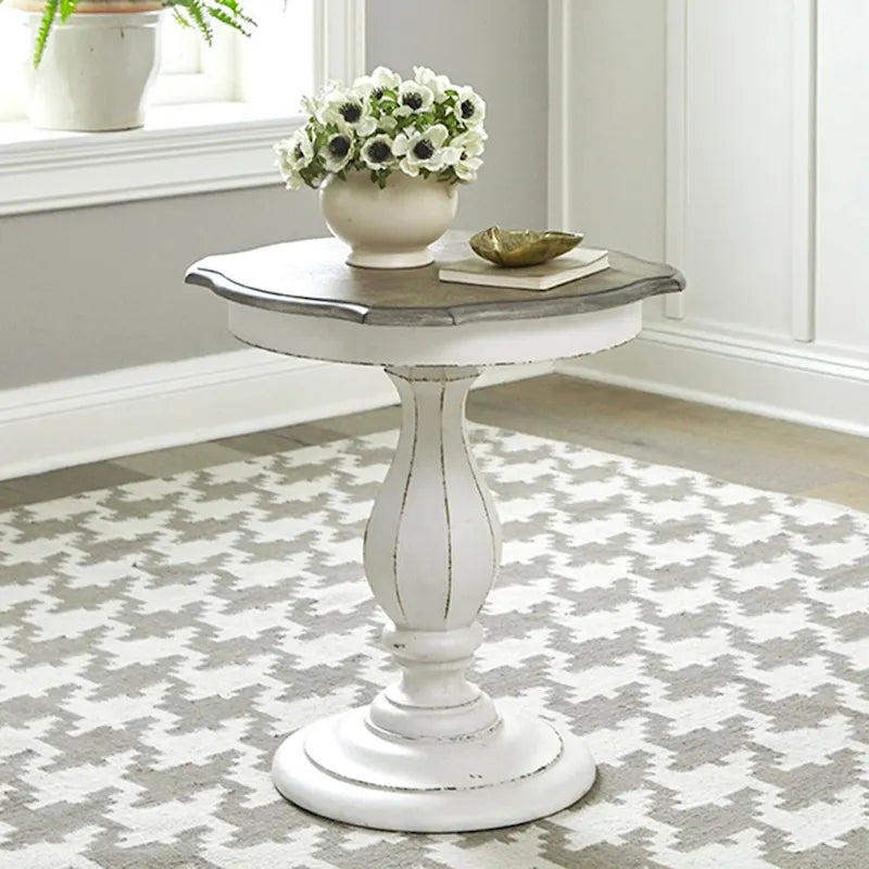 Table d'appoint ronde blanc antique Magnolia Manor