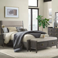 Banc de rangement large Portia 58 pour chambre à coucher, brossé Brindle