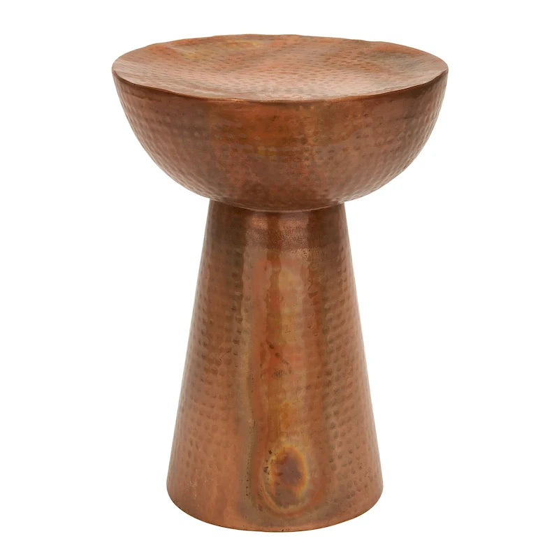 Table d'appoint décorative artisanale en métal avec finition martelée - Bronze ou Cuivre - Roche River Decor