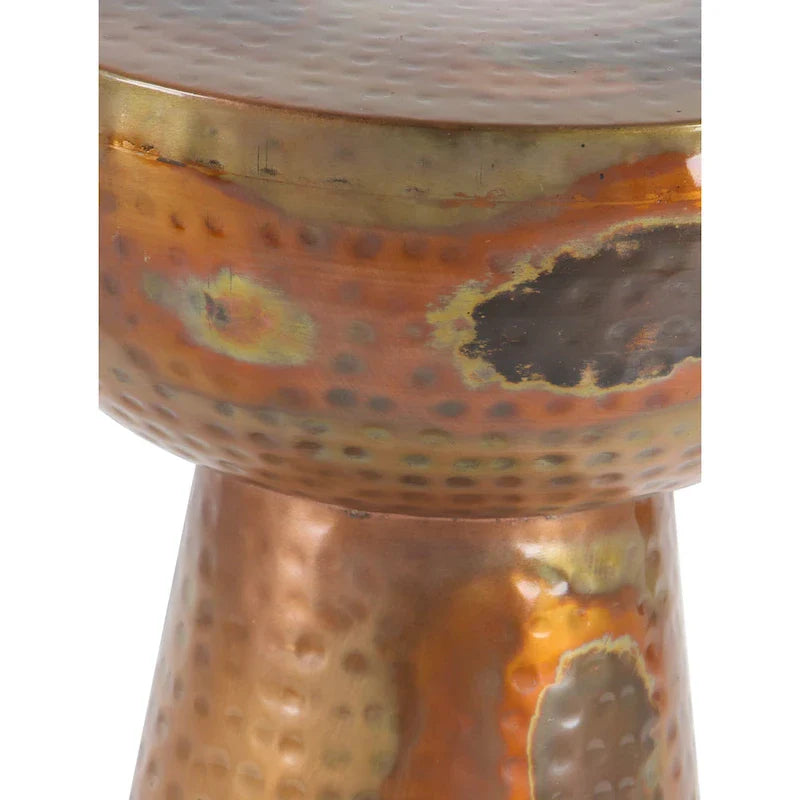 Table d'appoint décorative artisanale en métal avec finition martelée - Bronze ou Cuivre - Roche River Decor