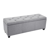 Banc ottoman de rangement Porthos Home Hekla en tissu rembourré avec couvercle rabattable