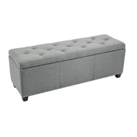 Banc ottoman de rangement Porthos Home Hekla en tissu rembourré avec couvercle rabattable
