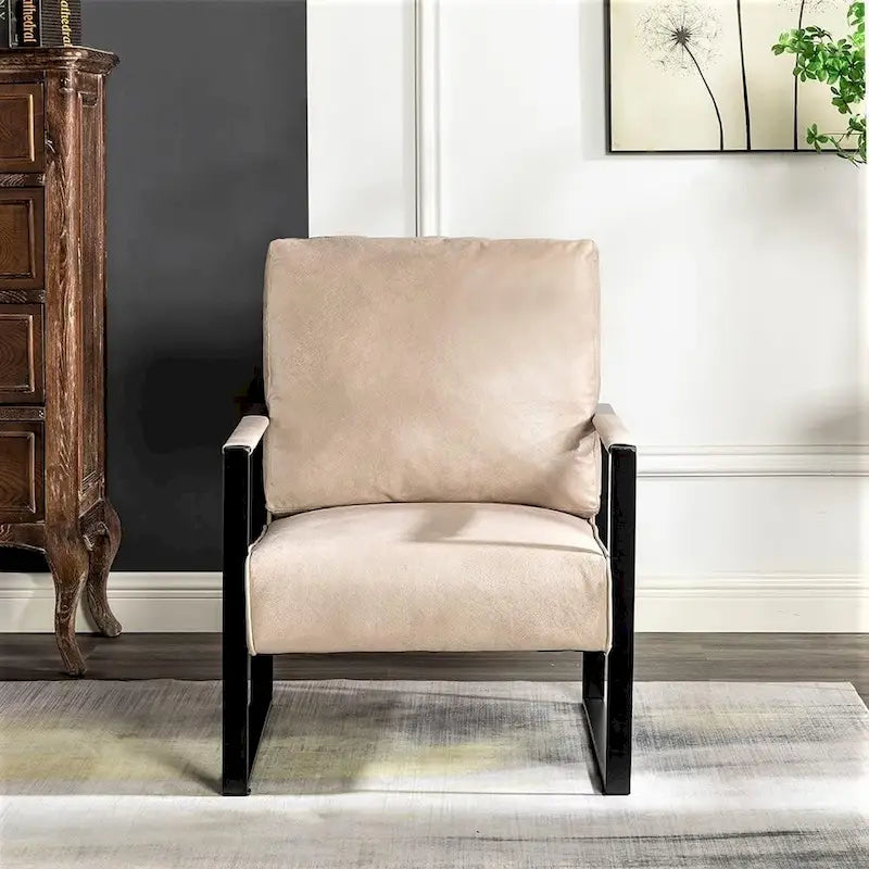 Chaise à accoudoirs en métal rembourrée en polyuréthane/microfibre Hosam 25.4 de US Pride Furniture