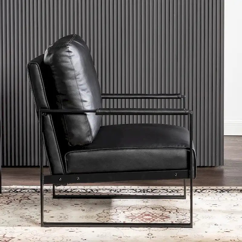 Chaise à accoudoirs en métal rembourrée en polyuréthane/microfibre Hosam 25.4 de US Pride Furniture