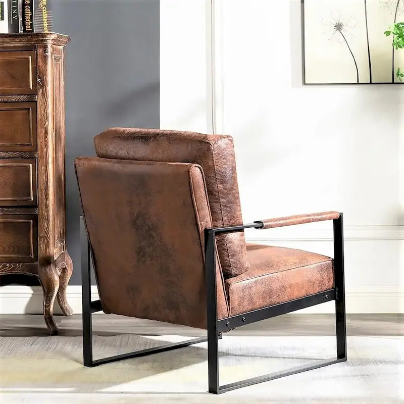 Chaise à accoudoirs en métal rembourrée en polyuréthane/microfibre Hosam 25.4 de US Pride Furniture