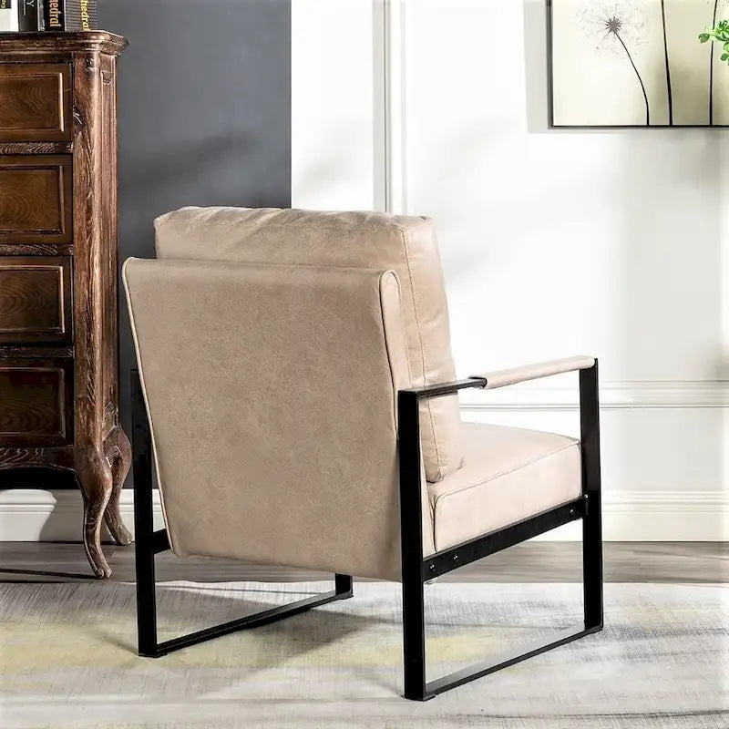 Chaise à accoudoirs en métal rembourrée en polyuréthane/microfibre Hosam 25.4 de US Pride Furniture