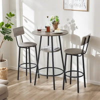 Ensemble de salle à manger 3 pièces, table de bar bistrot ronde à 2 niveaux et chaise rembourrée