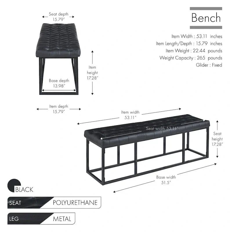 Banc d'appoint en similicuir Ellie Porthos Home avec base en métal