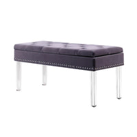 Banc de rangement rembourré capitonné mid-century 18 pouces