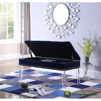 Banc de rangement rembourré capitonné mid-century 18 pouces