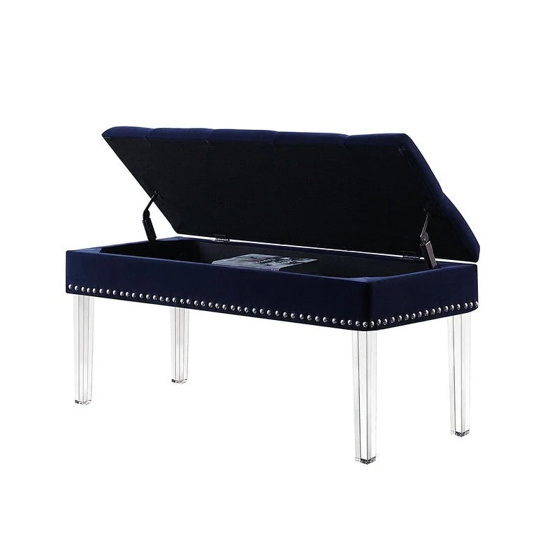 Banc de rangement rembourré capitonné mid-century 18 pouces