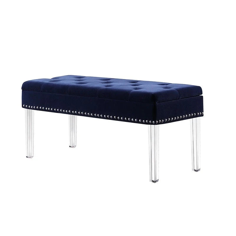 Banc de rangement rembourré capitonné mid-century 18 pouces