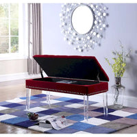Banc de rangement rembourré capitonné mid-century 18 pouces