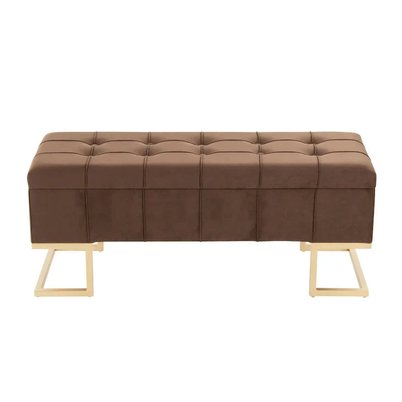 Banc de rangement en velours Silver Orchid Crossgar avec couvercle à charnière