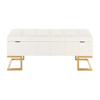 Banc de rangement en velours Silver Orchid Crossgar avec couvercle à charnière