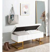 Banc de rangement en velours Silver Orchid Crossgar avec couvercle à charnière