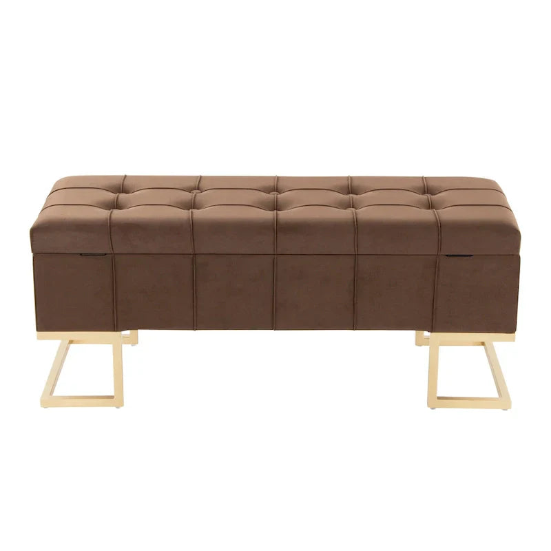 Banc de rangement en velours Silver Orchid Crossgar avec couvercle à charnière