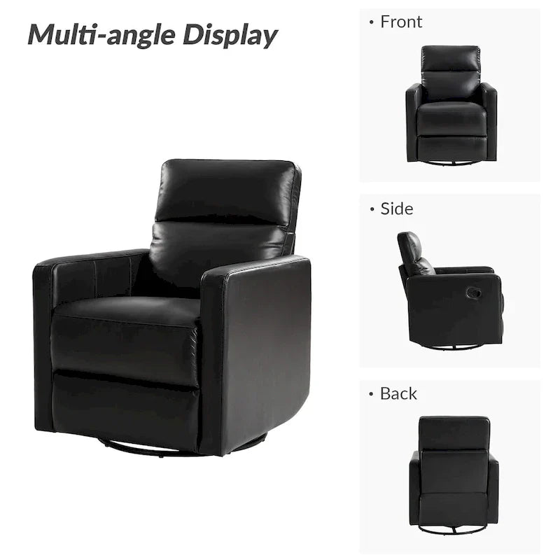 Fauteuil Inclinable Pivotant à Bascule Moderne Josefa en Cuir Véritable par Hulala Home