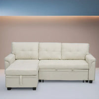 Canapé Sectionnel Réversible avec Lit Escamotable, Méridienne de Rangement Cachée, Pieds Durables