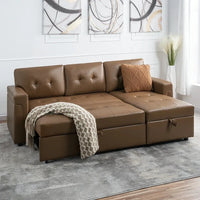 Canapé Sectionnel Réversible avec Lit Escamotable, Méridienne de Rangement Cachée, Pieds Durables