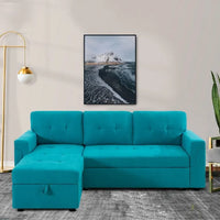 Canapé Sectionnel Réversible avec Lit Escamotable, Méridienne de Rangement Cachée, Pieds Durables