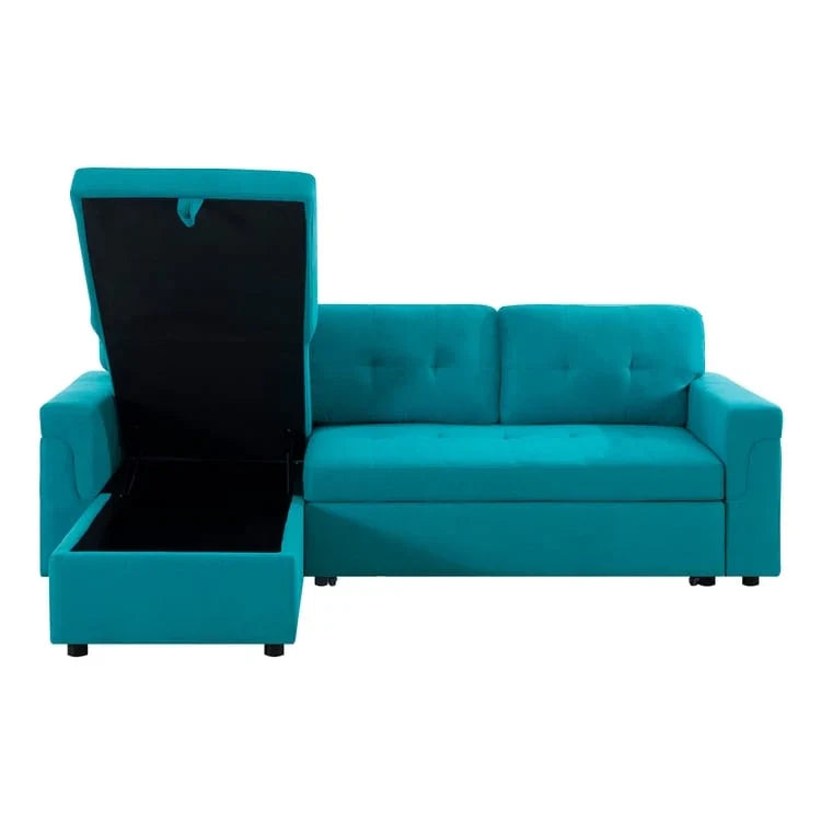 Canapé Sectionnel Réversible avec Lit Escamotable, Méridienne de Rangement Cachée, Pieds Durables