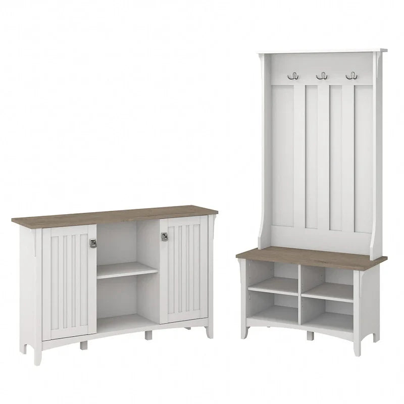 Ensemble meuble de rangement Salinas et banc à chaussures avec portemanteau par Bush Furniture