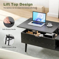 Tables basses relevables en bois avec rangement et compartiment secret