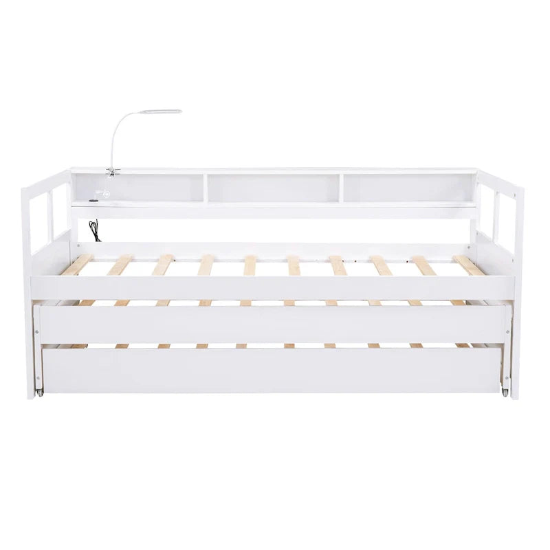 Lit de jour en bois Twin XL avec 2 lits gigognes et conception de recharge USB