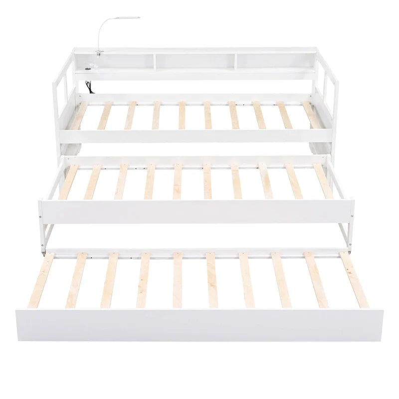 Lit de jour en bois Twin XL avec 2 lits gigognes et conception de recharge USB