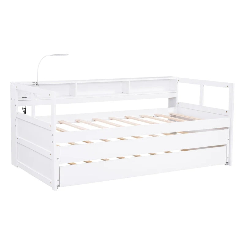 Lit de jour en bois Twin XL avec 2 lits gigognes et conception de recharge USB