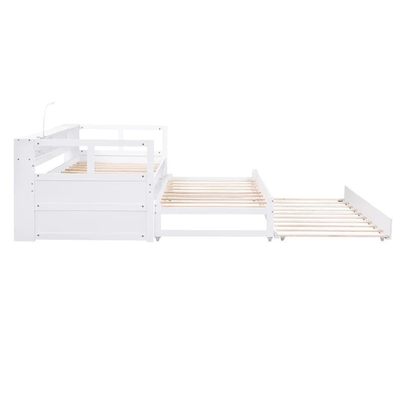 Lit de jour en bois Twin XL avec 2 lits gigognes et conception de recharge USB