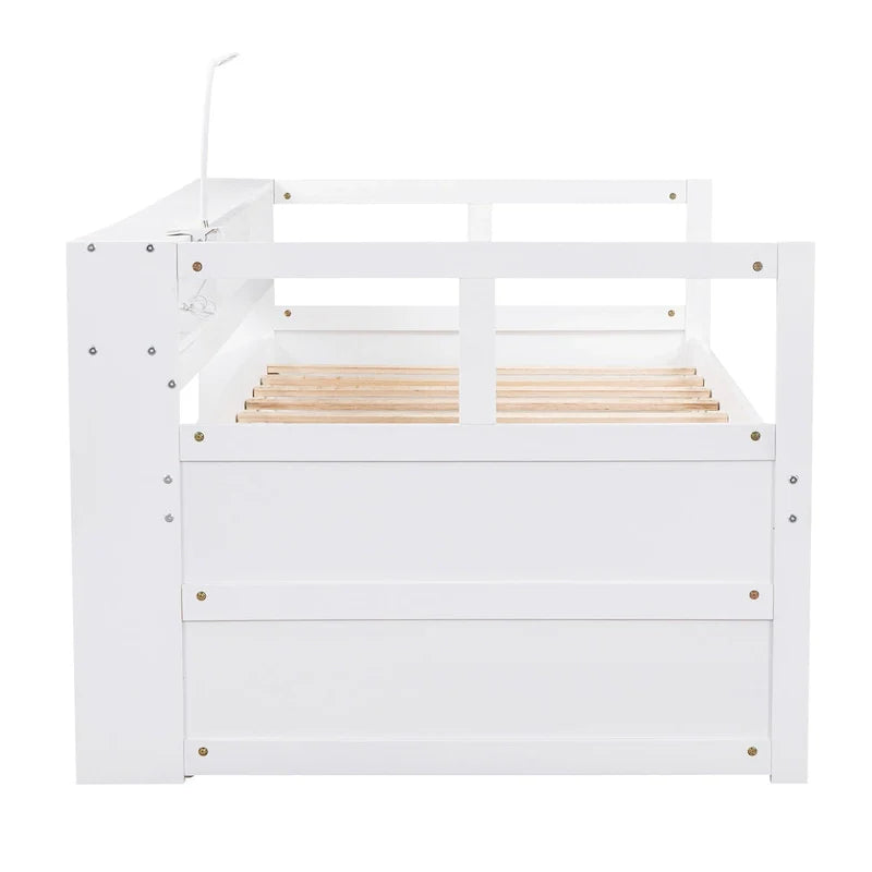 Lit de jour en bois Twin XL avec 2 lits gigognes et conception de recharge USB