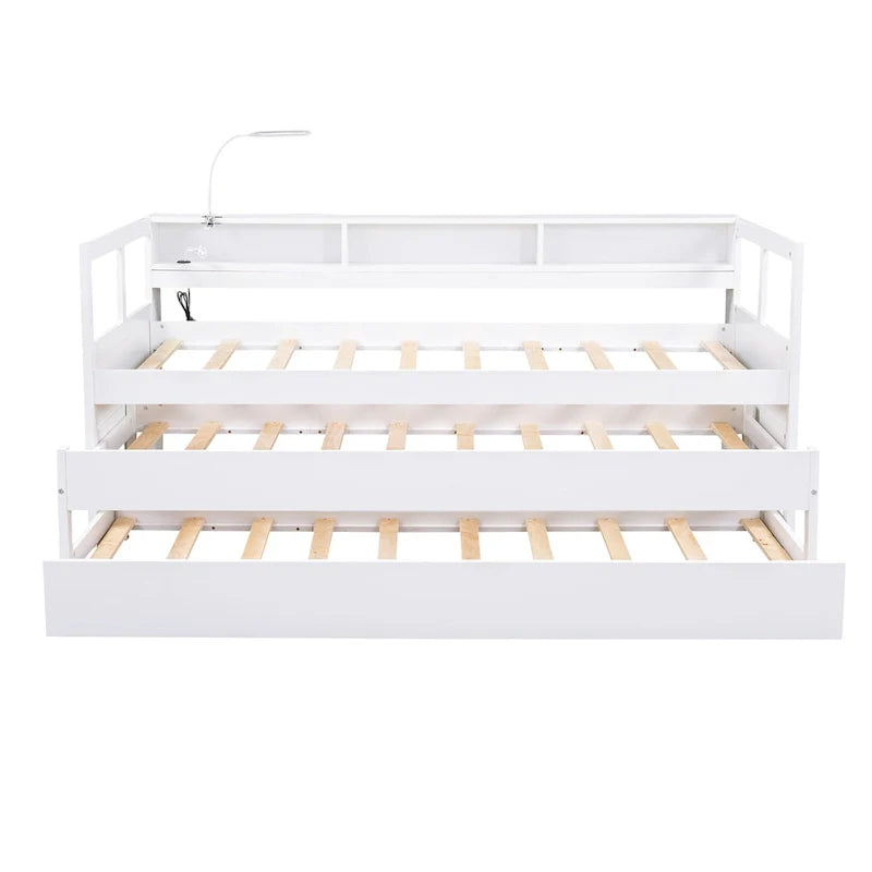 Lit de jour en bois Twin XL avec 2 lits gigognes et conception de recharge USB
